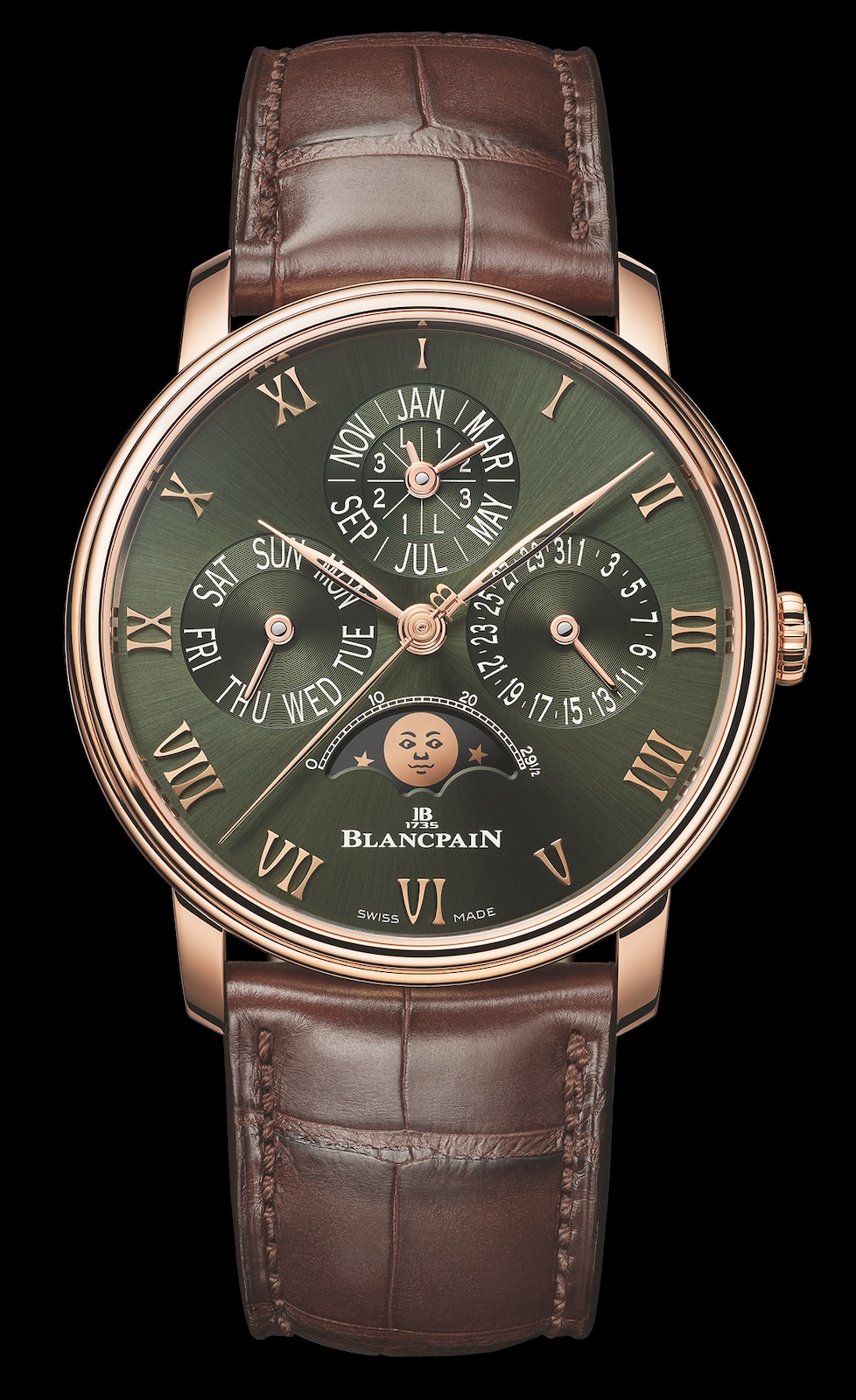 Blancpain Villeret Perpetual Calendar 6656 en oro rojo y esfera verde