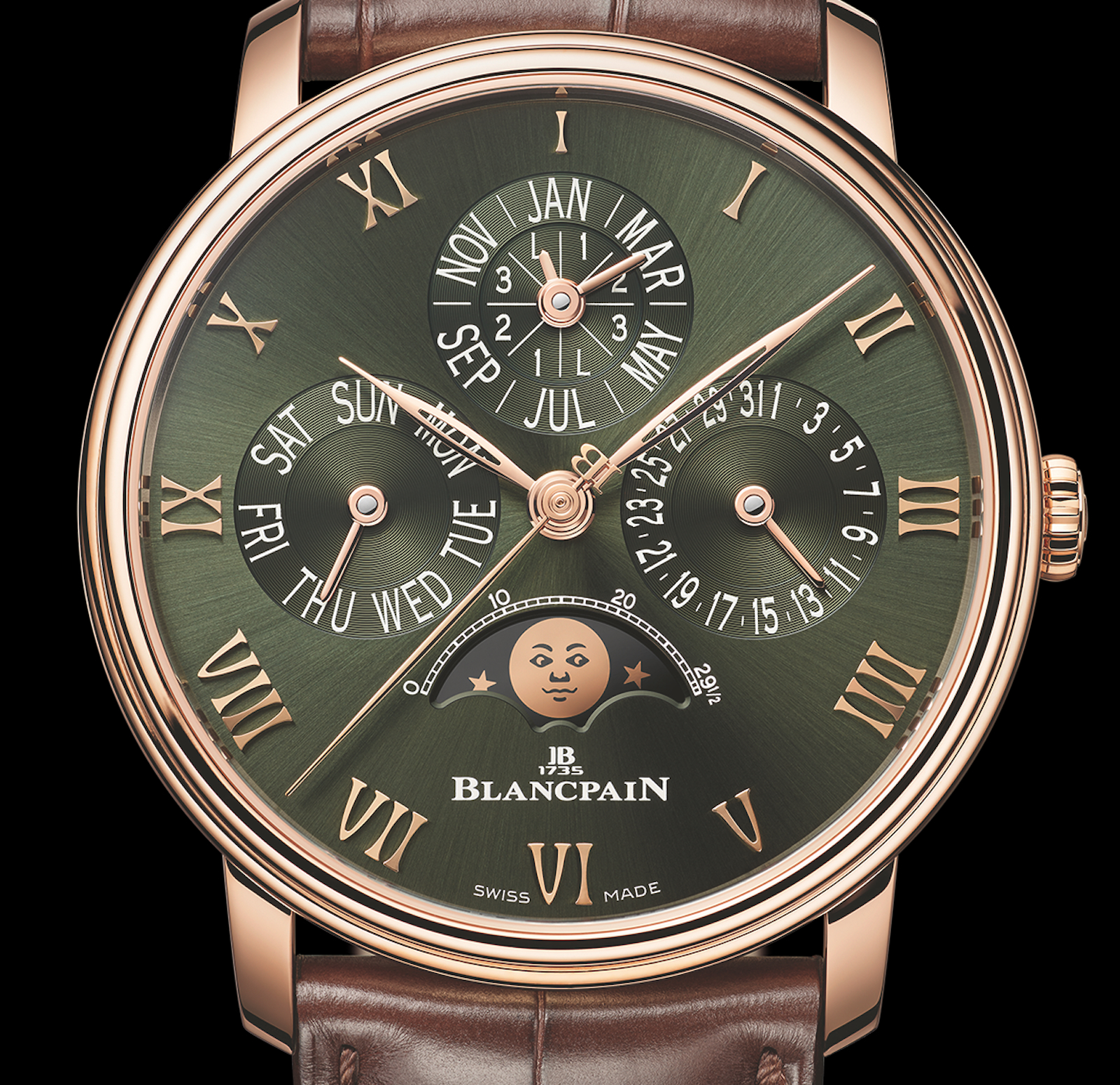 Blancpain Villeret Perpetual Calendar 6656 en oro rojo y esfera verde