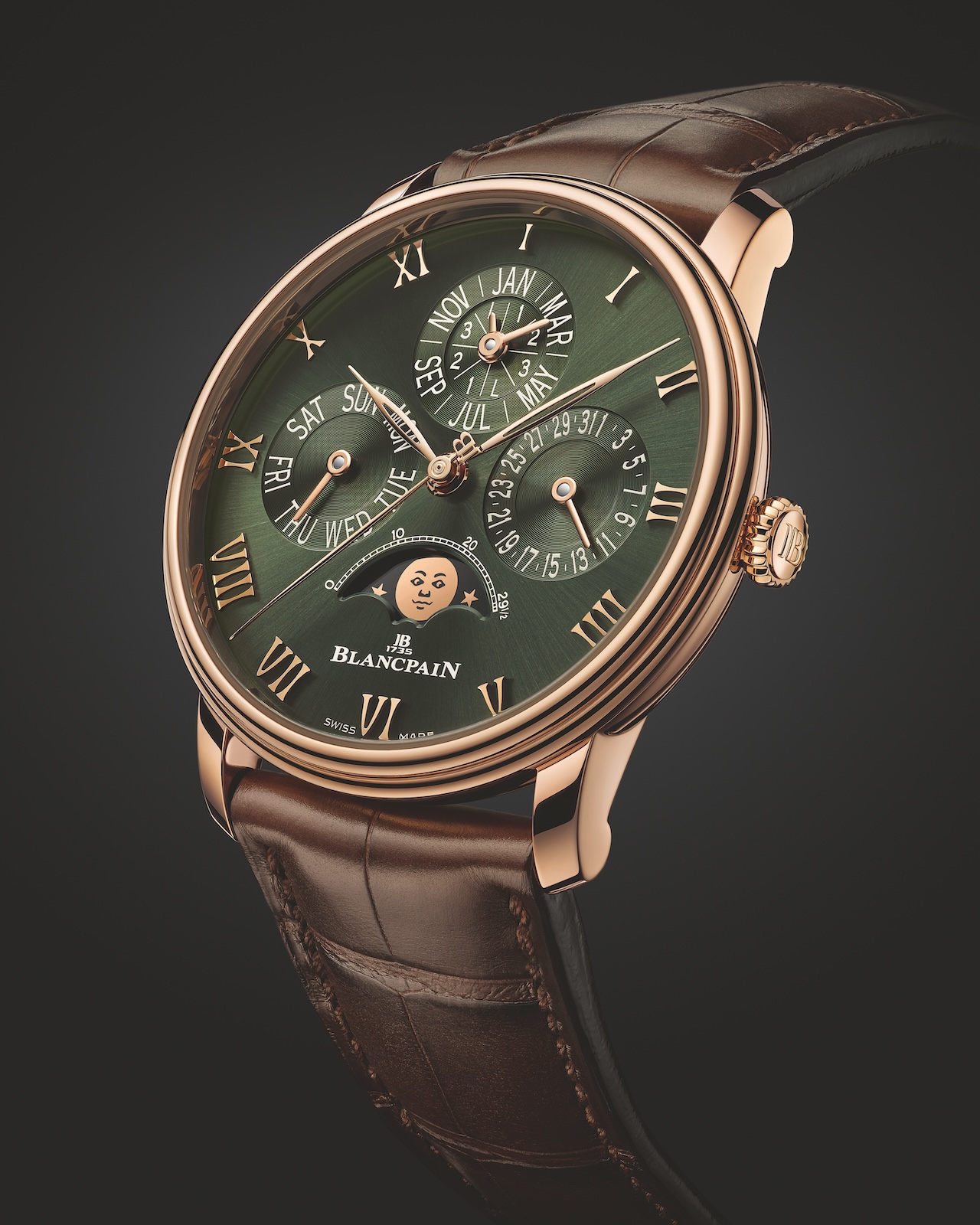 Blancpain Villeret Perpetual Calendar 6656 en oro rojo y esfera verde