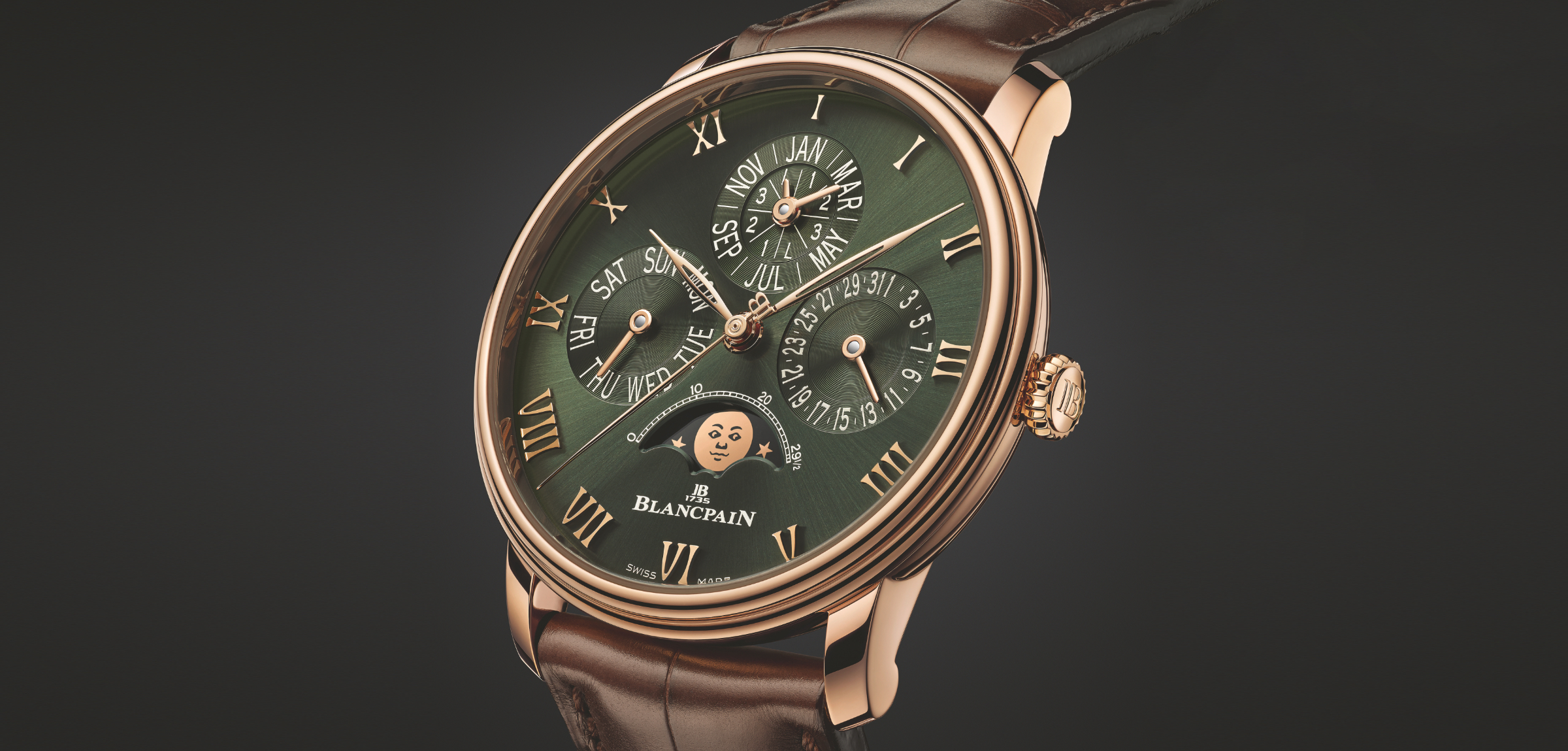 Blancpain Villeret Perpetual Calendar 6656 en oro rojo y esfera verde